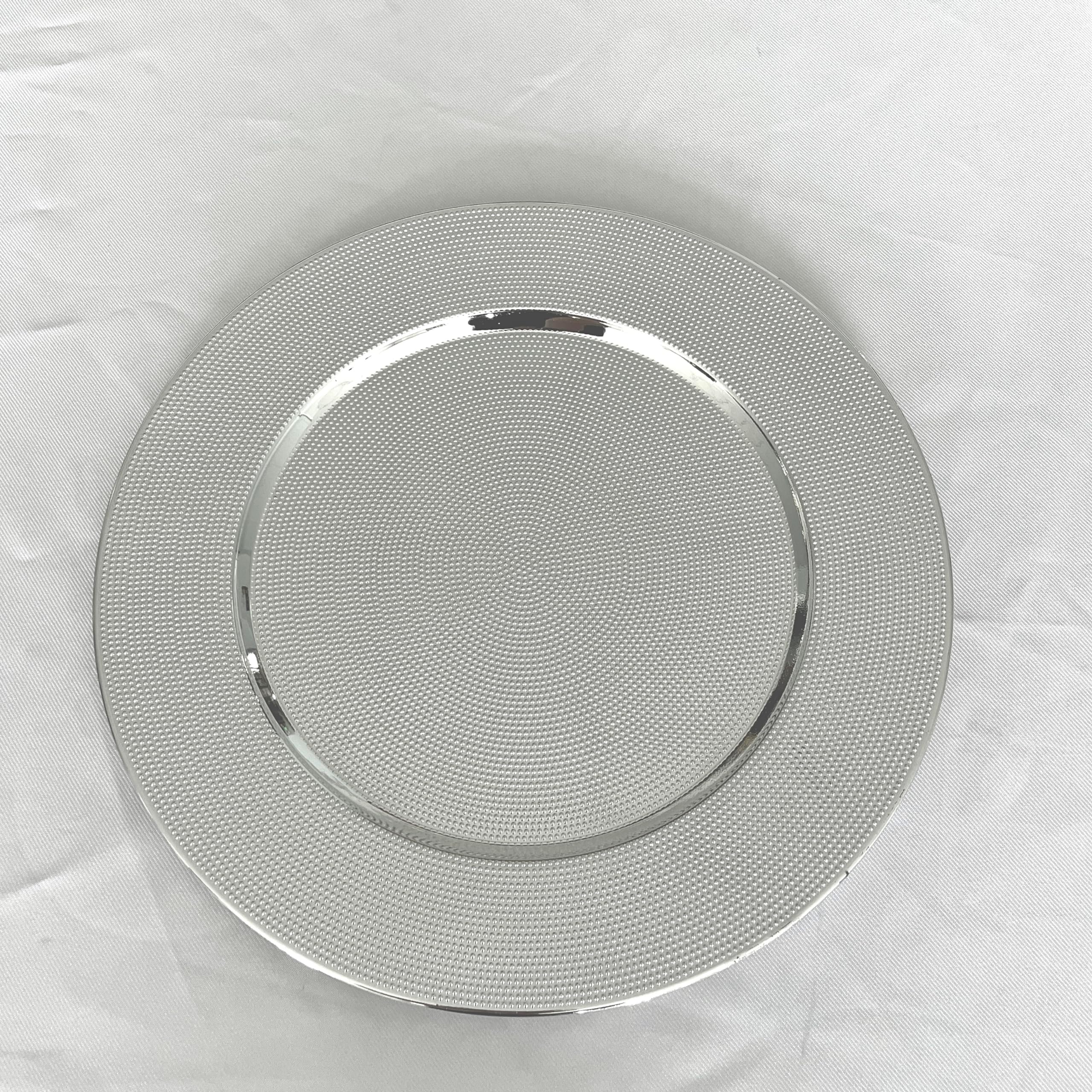13inch Round Plastic Charger Plates,Set of 8,Charger Plates for Dinner,Wedding,Party,Event Decoration. (Punctate Silvery) …