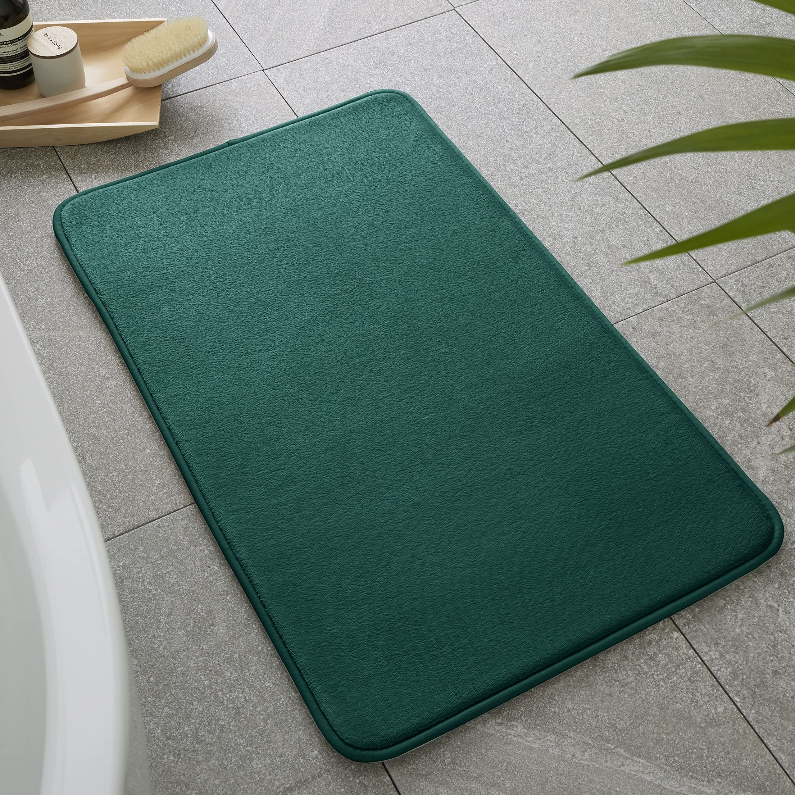 Catherine Lansfield Bathroom Anti-Bacterial Memory Foam Bathmat Bath Mat Forest Green