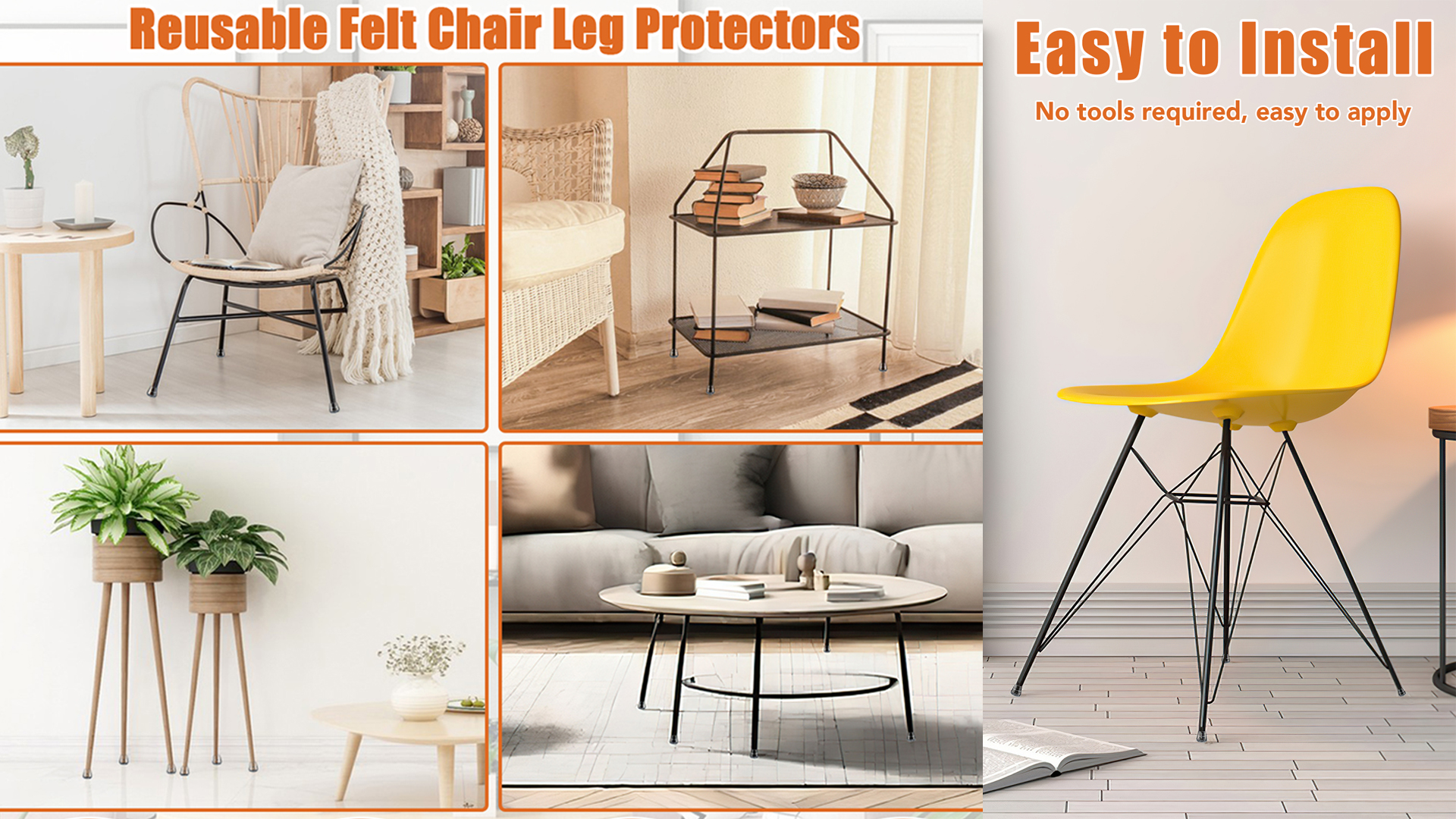 Gommini Per Sedie In Feltro E TPR - 40 Pezzi Antiscivolo Per Proteggere Pavimenti