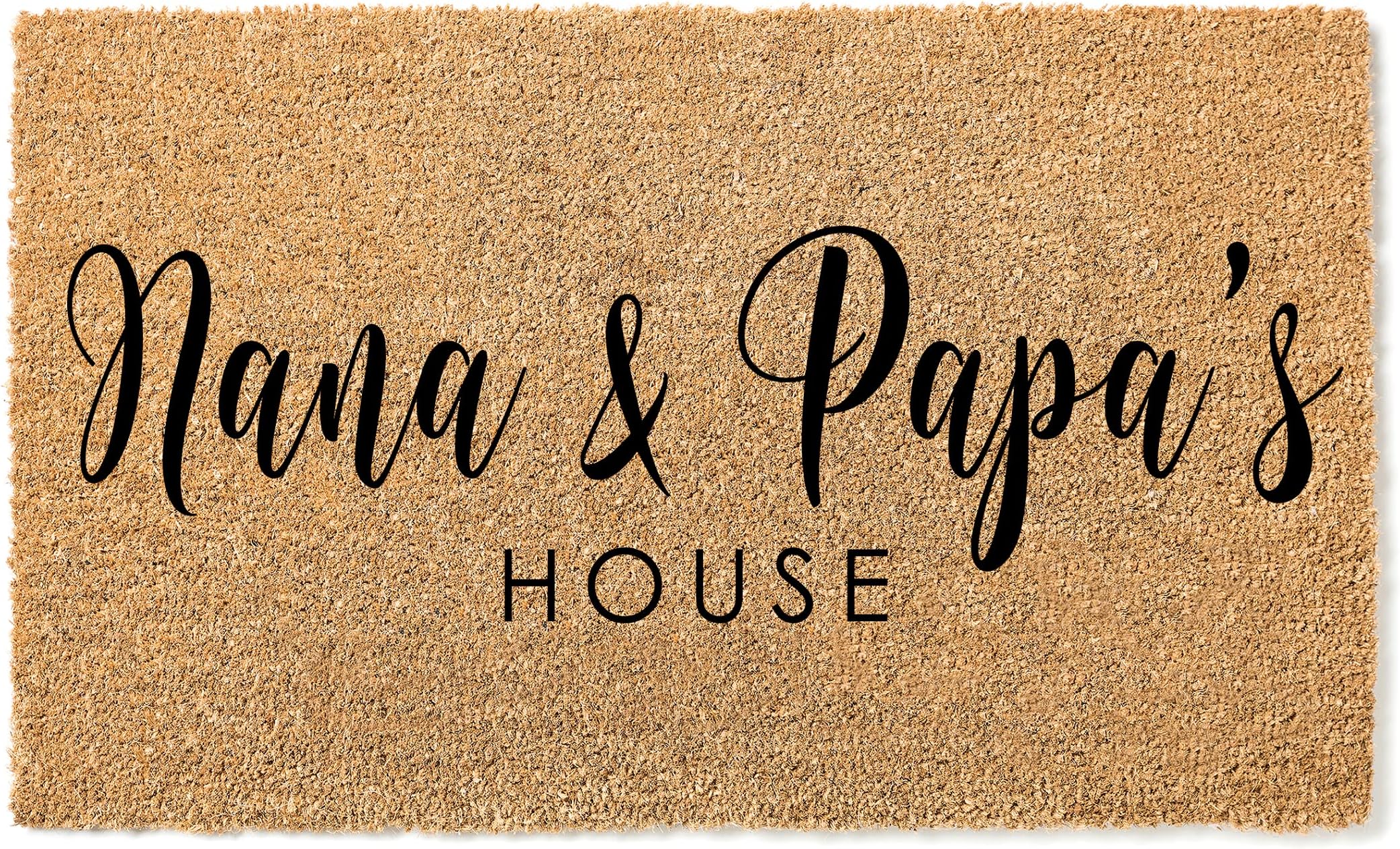 Personalized Mother's Day Doormat – Nana and Papa's House Custom Gift for Grandma & Grandpa 100% Coconut Coir Durable Thick Nana, Mimi, Gigi, Granny 1430