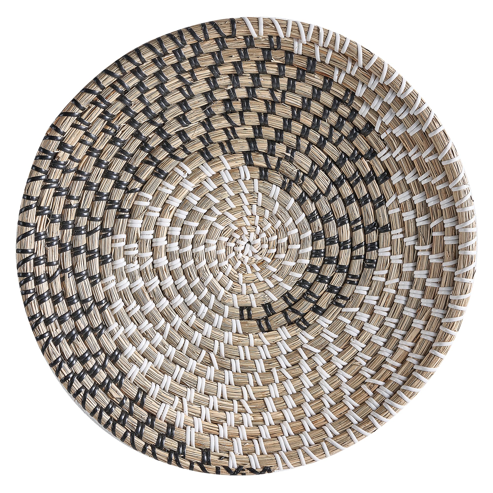 Beliani Wanddeko Seegras natürlich/beige geflochten Wandkörbe 3er Set Kreise Boho Cantho