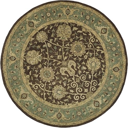 Miniatura 3 de SAFAVIEH Antiquity Collection - Alfombra redonda de 6 pies, marrón y verde, hecha a mano, lana oriental tradicional, ideal para zonas de alto