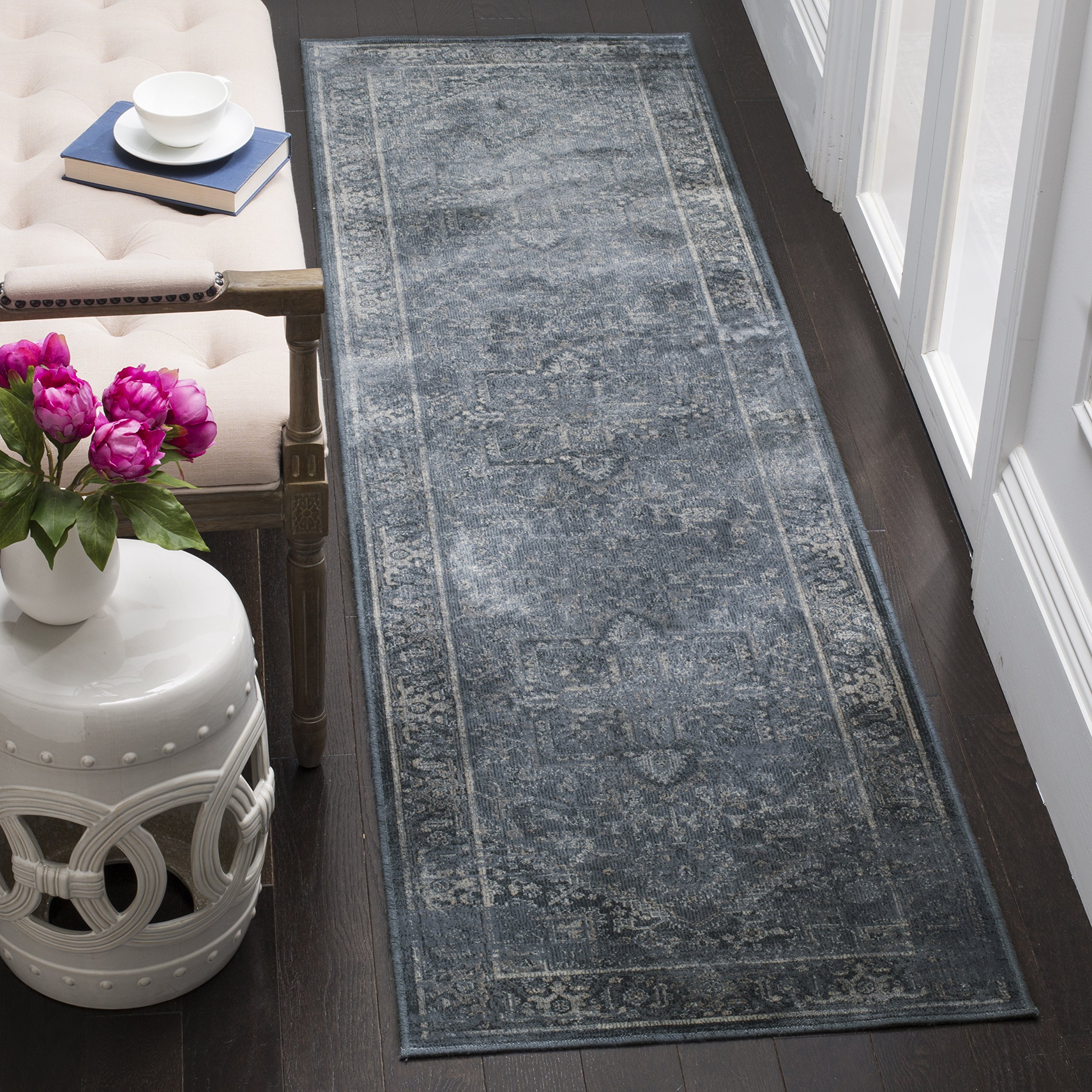 Safavieh Traditional Indoor Woven Runner Area Rug, Vintage Collection, VTG114, in Blue, 66 X 244 cm for Living Room, Bedroom or Any Indoor Space