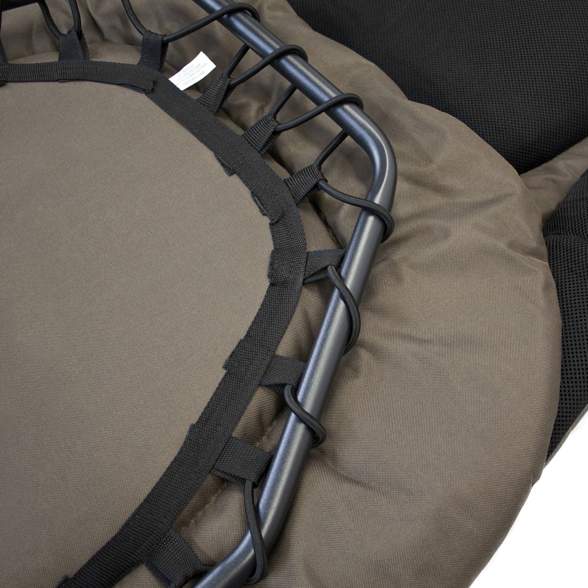 Evo-X Nightwalker Komfort Angelliege – Gepolsterte Campingliege & Gartenliege bis 130kg – 205x82cm – Mesh-Belüftung & Schlammfüße – Verstellbare Rückenlehne & Höhe – Outdoor Relax-Liege