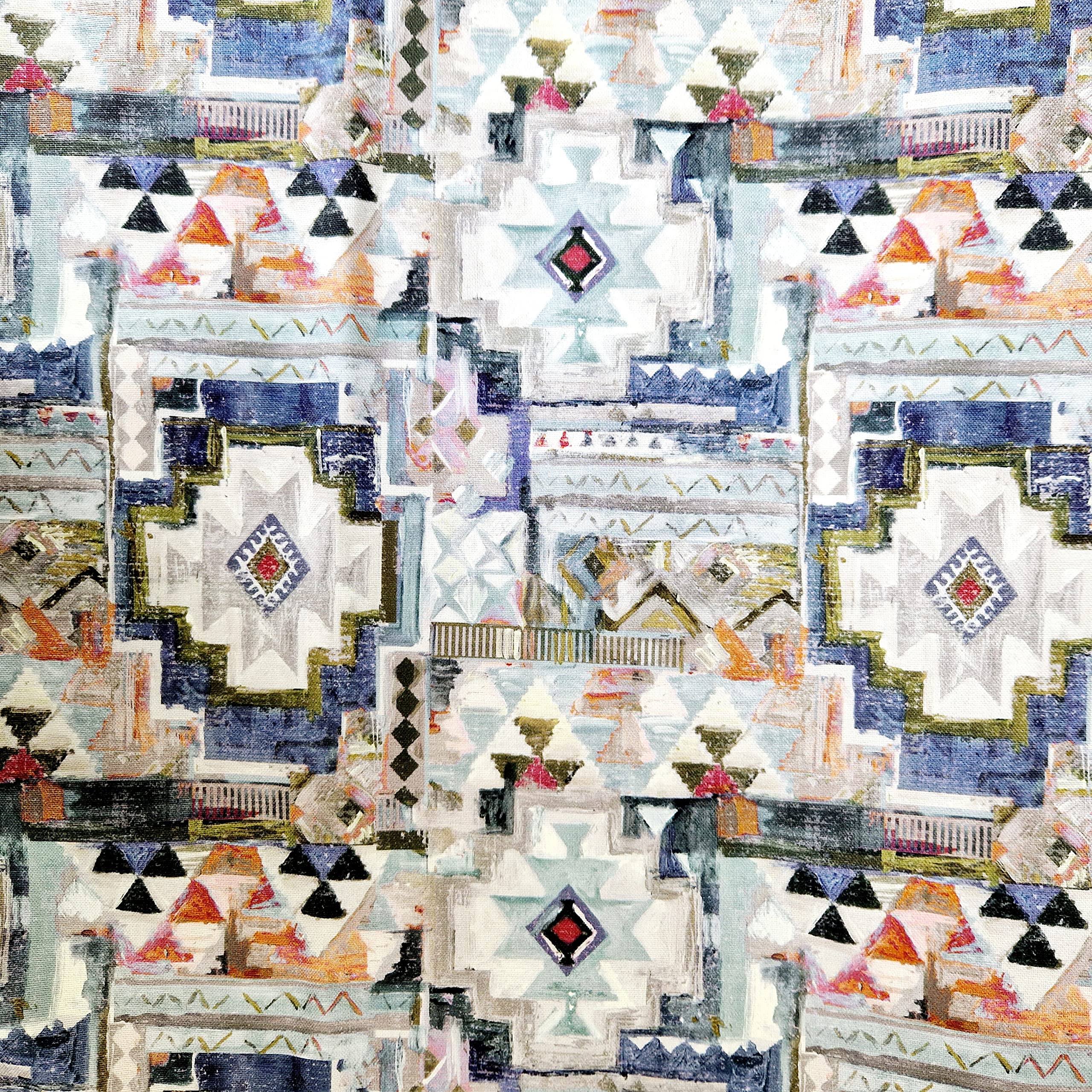 Cotton Canvas Fabric - Aztec Design Shades of Grey - Craft Fabric Material Metre - John Louden
