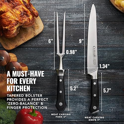 Miniatura 8 de Cutluxe Juego de cuchillos de trinchar  Tenedor y cuchillo de trinchar para carne, barbacoa, pechuga, pavo  Acero alemán de alta calidad afilado