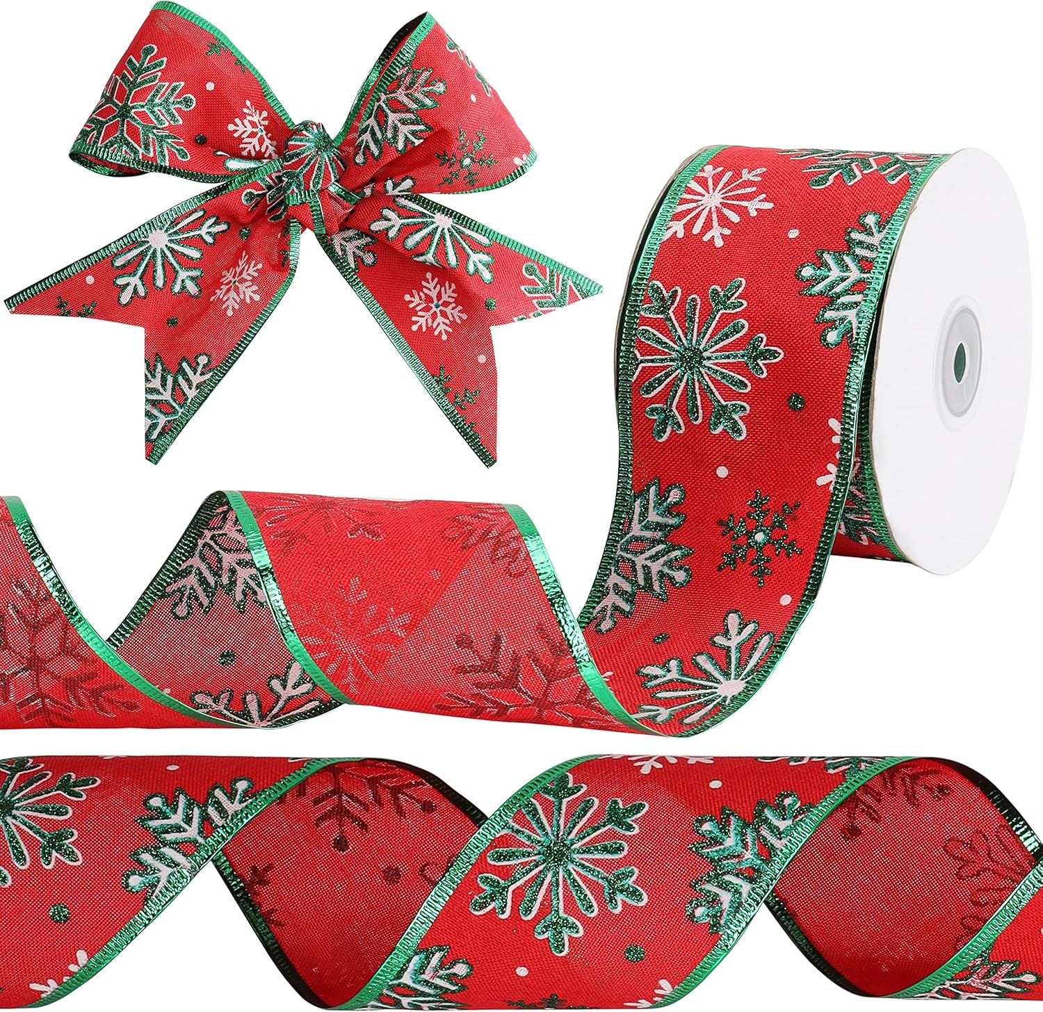 Belle Vous Red Organza Christmas Ribbon 20m x 6.3cm Wide Wired