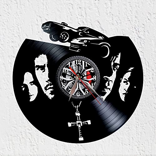 VINY WOODY Carreras de Coches Tuneados Accion Adrenalina Reloj Nuevo Decoracion de Pared Reloj de Disco de Vinilo Regalo Original