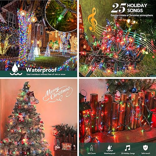 Miniatura 4 de GILBIN - Bombillas impermeables para uso en exteriores, luces musicales de Navidad multicolor – Reproduce 25 canciones clásicas de vacaciones – 8