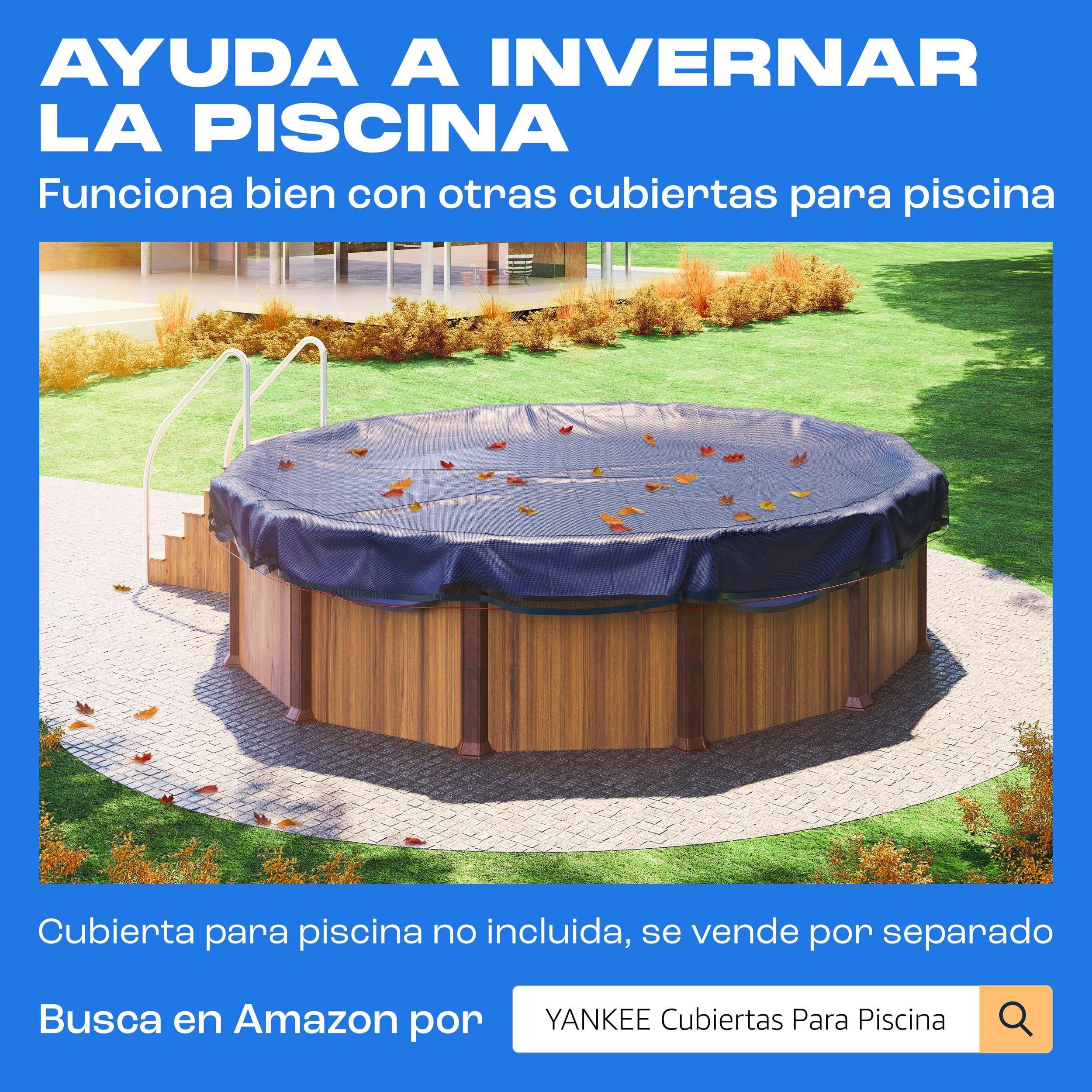 Yankee - Red de láminas para Piscina, Malla de 0,4 cm, Lona de protección para Piscina Fuera del Suelo, Evita Hojas y escombros, Malla Duradera antiobstrucción (600-650 cm (Ø720cm))