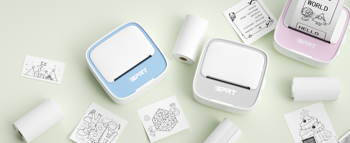 IDPRT Mini Imprimante Avec 1 Rouleau De Papier Autocollant - 2