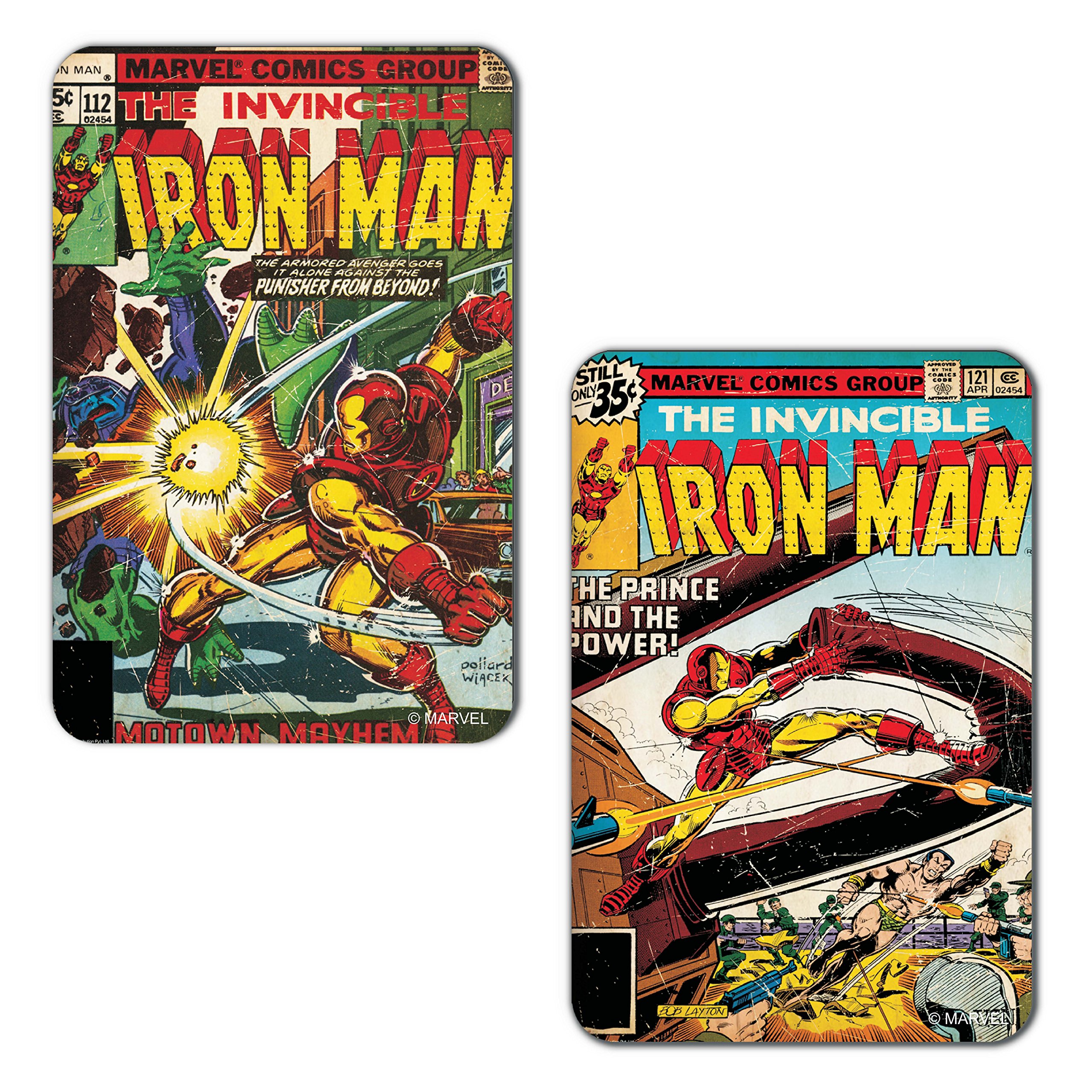 Marvel 'Iron Man Power' Rectangular MDF Fridge Magnet (7.5 cm x 10 cm, Set of 2)