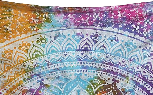 Vista 230 de Popular Handicrafts Tapestry Wall Hanging Hippie Ombre Mandala Bohemian HippyMetallic Shine Intricate Indian Tapestries Bedspread 84 x 90 Inches