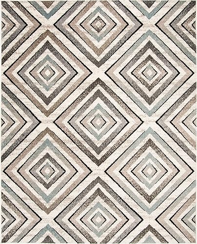 Miniatura 3 de SAFAVIEH Amsterdam Collection - Alfombra de área de 9 x 12 pies, color crema y beige, diseño geométrico de diamante, no desprende pelusa y de fácil