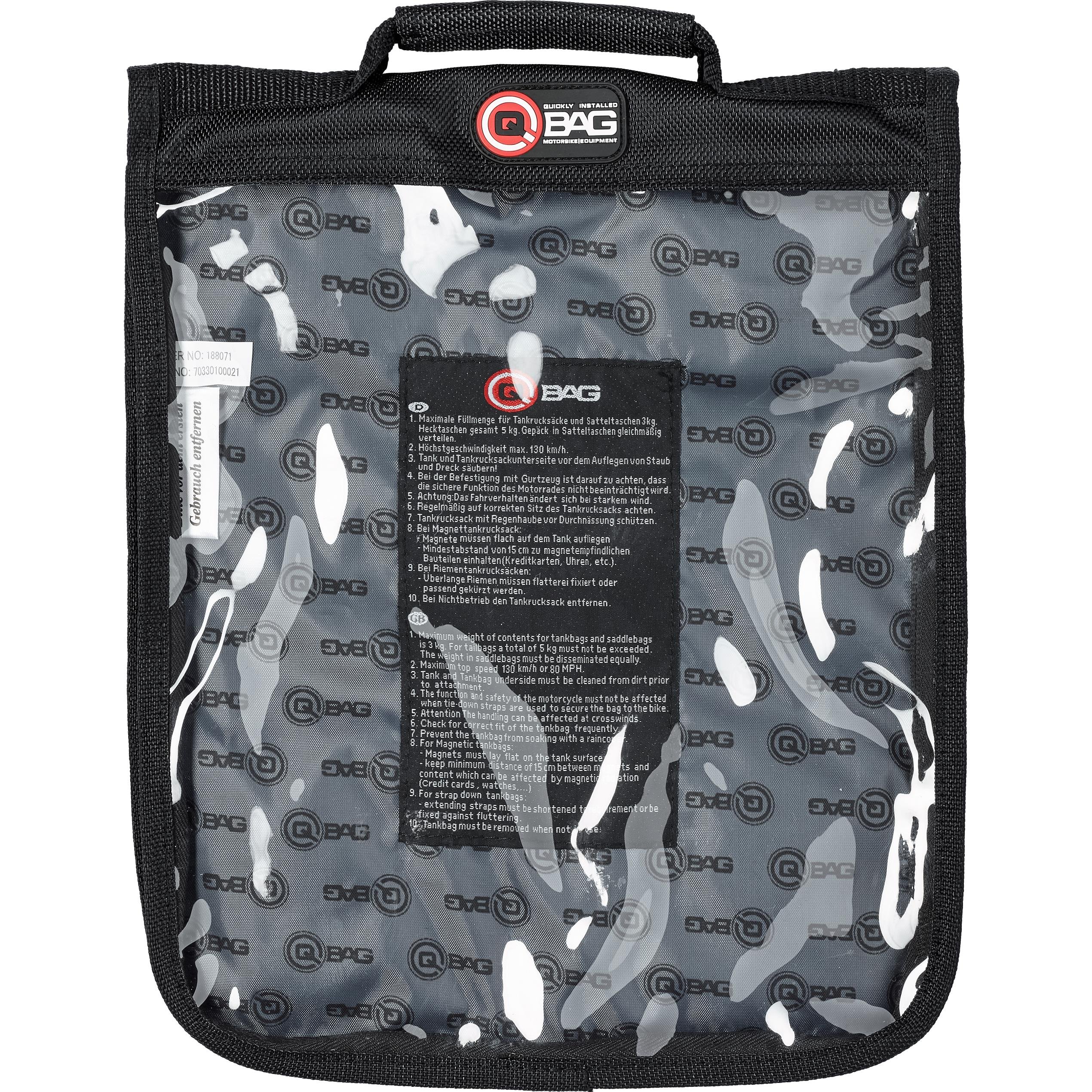 QBag Accessoires de Sac à Dos de Réservoir de Moto Titulaire de la Carte de la magnétique avec Option Ceinture, Unisexe, Multipurpose, Toute l'année