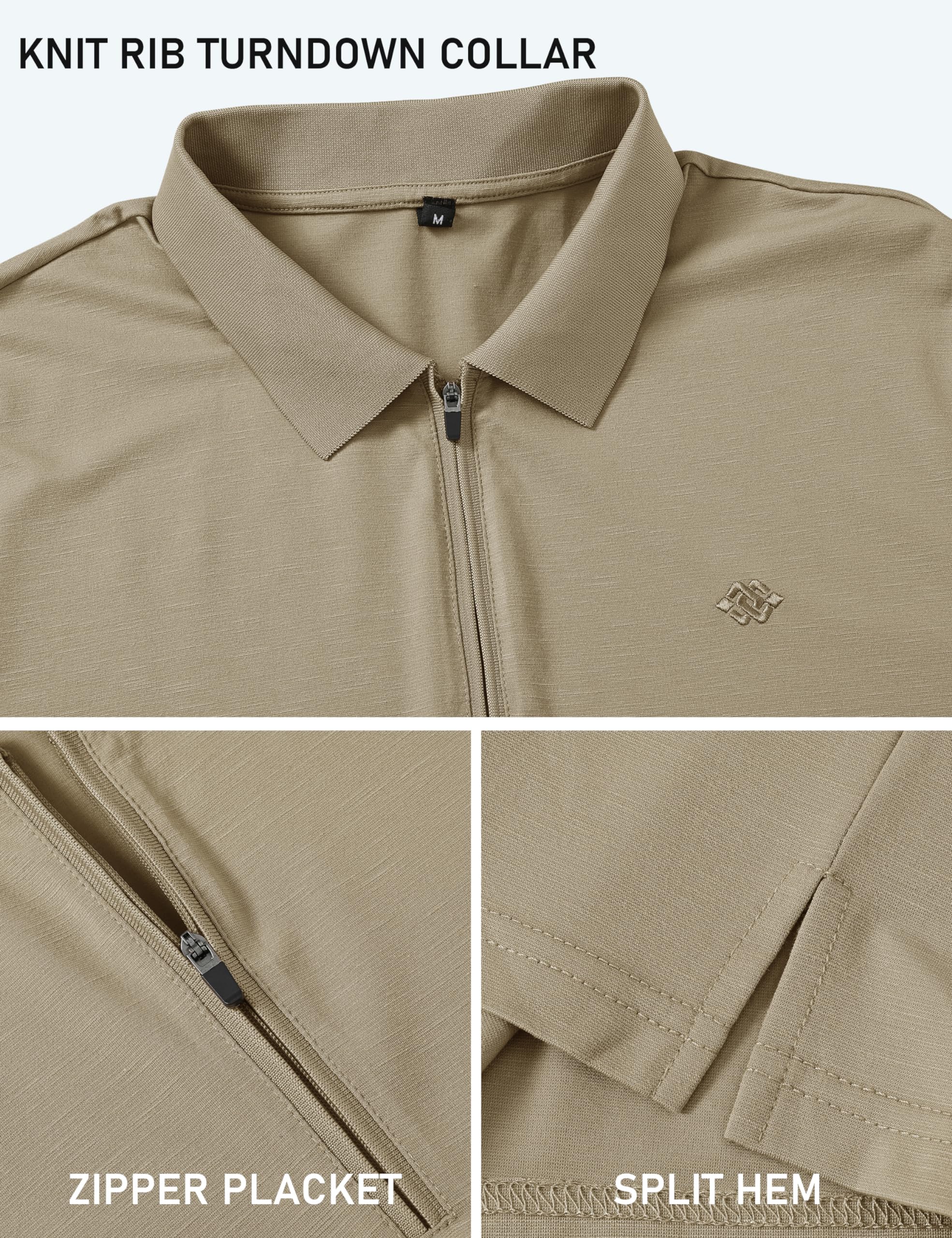 MoFiz Polo con Cremallera Hombre Camiseta Manga Corta Verano Polo Trabajo Deportivo Transpirable Golf Tops
