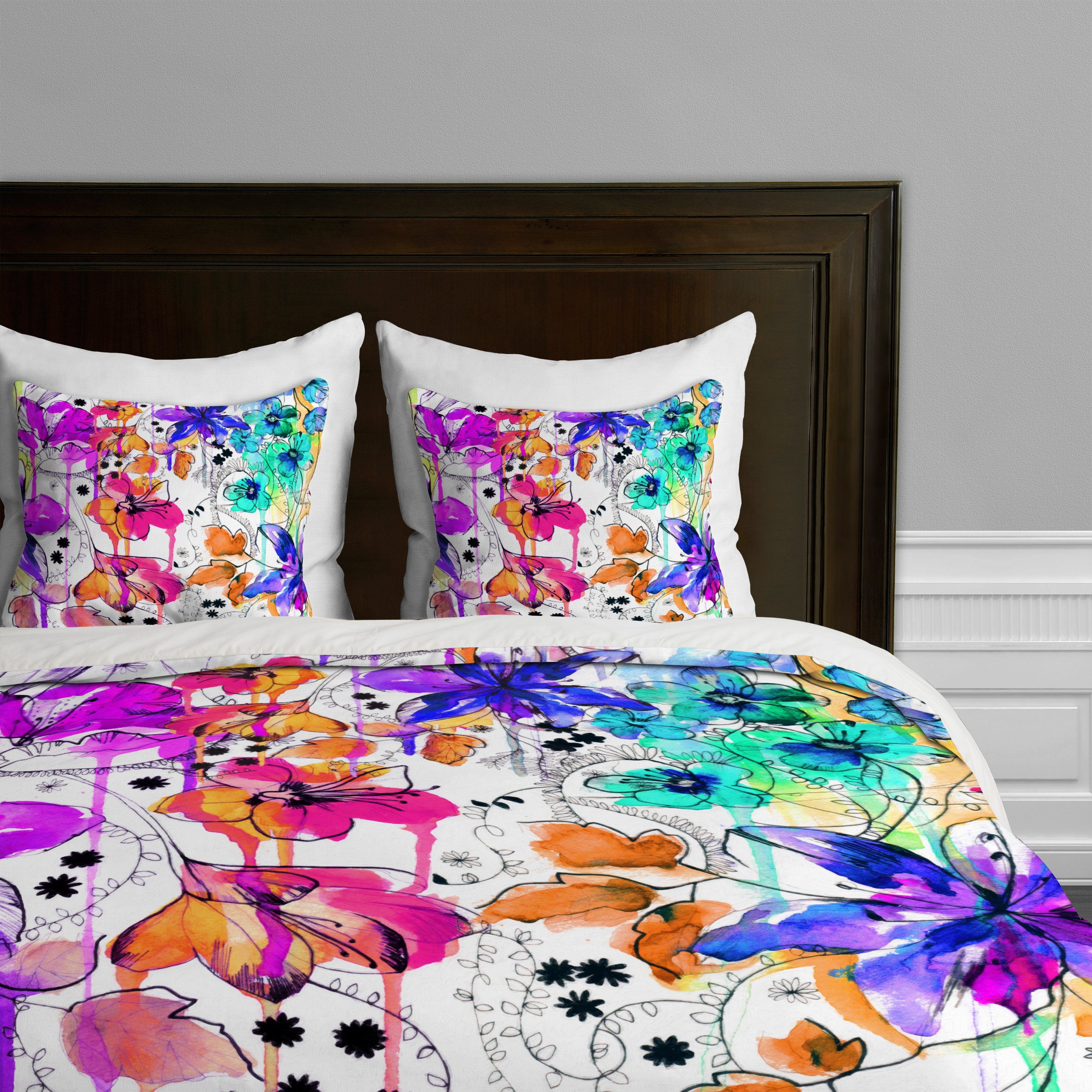 Funda de edredón Queen Lost In Botanica 1 de microfibra de diseño botánico para cama