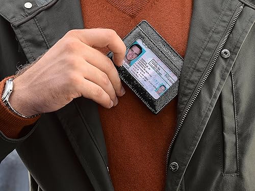 Miniatura 4 de Cartera compacta de manga RFID de cuero minimalista con clip de dinero 10 tarjetas