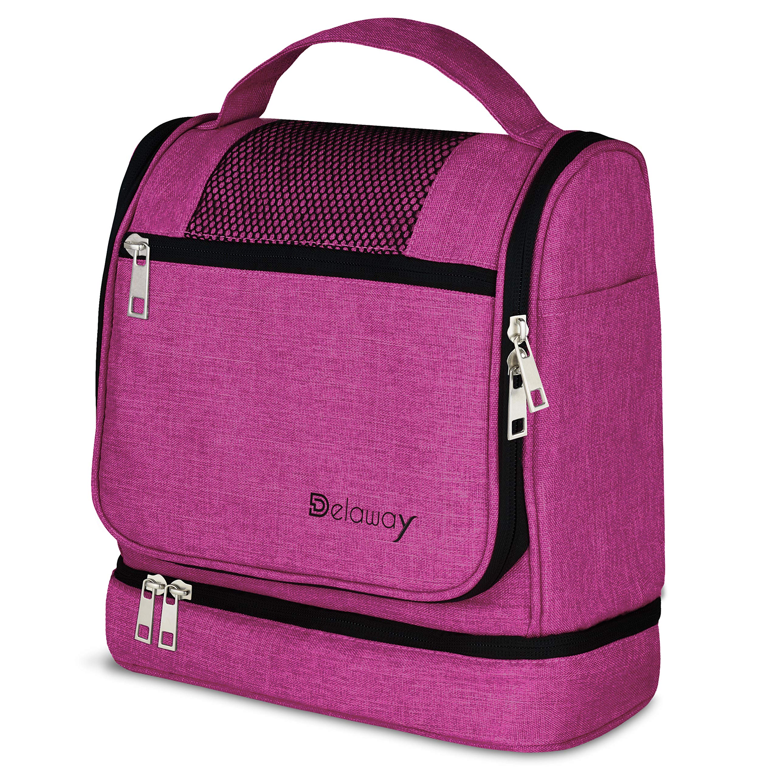 Beauty case XXL da appendere [Design 2026] Grande beauty case per donna, uomo con supporto per valigia e scomparto bagnato separato – Borsa per il lavaggio per uomini e donne, Rosa Nuovo, xl