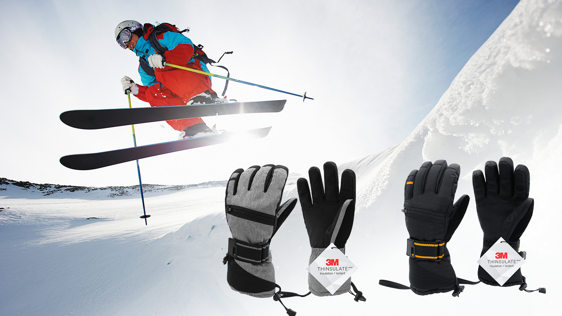 Vihir Gants de Ski d'hiver pour Homme et Femme, Gants