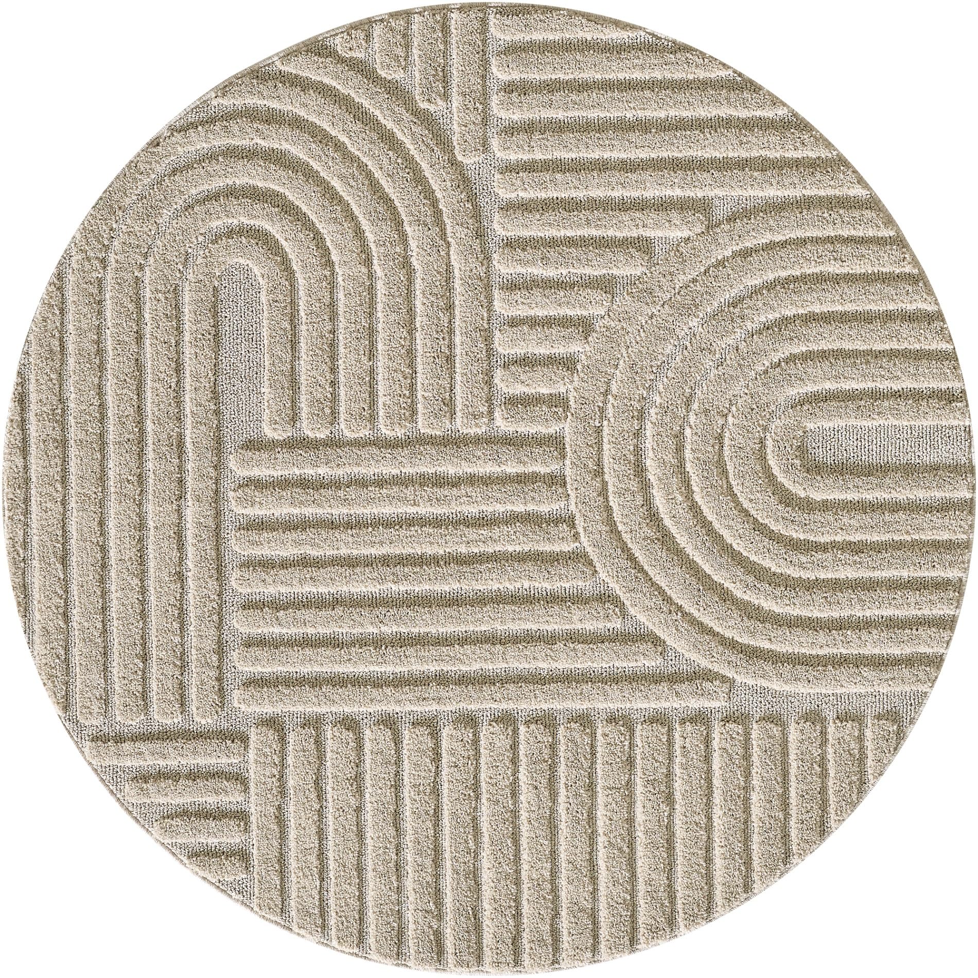 Carpetsale24 tappeto rotondo 200 cm beige a pelo alto, morbido e soffice, stile boho scandinavo, shaggy a pelo lungo, facile da pulire con retro in juta