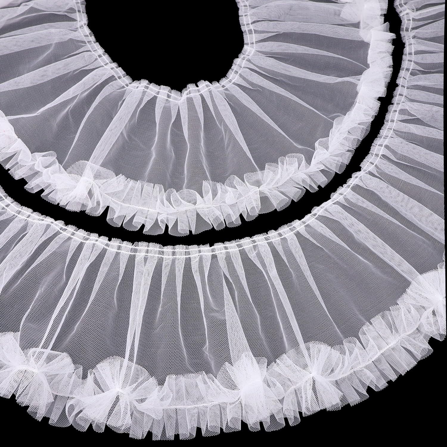 Red Ruffle Lace Trim 6.7inch Wide Pleated Lace Ribbon Gathered Edge Trimming for Dress Sewing, Home Deocration