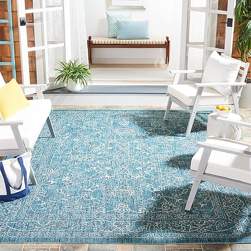 Vista 245 de SAFAVIEH Courtyard Collection - Alfombra decorativa, 2 pies 3 pulgadas x 5 pies, turquesa, no desprende pelusa y de fácil cuidado, para interiores