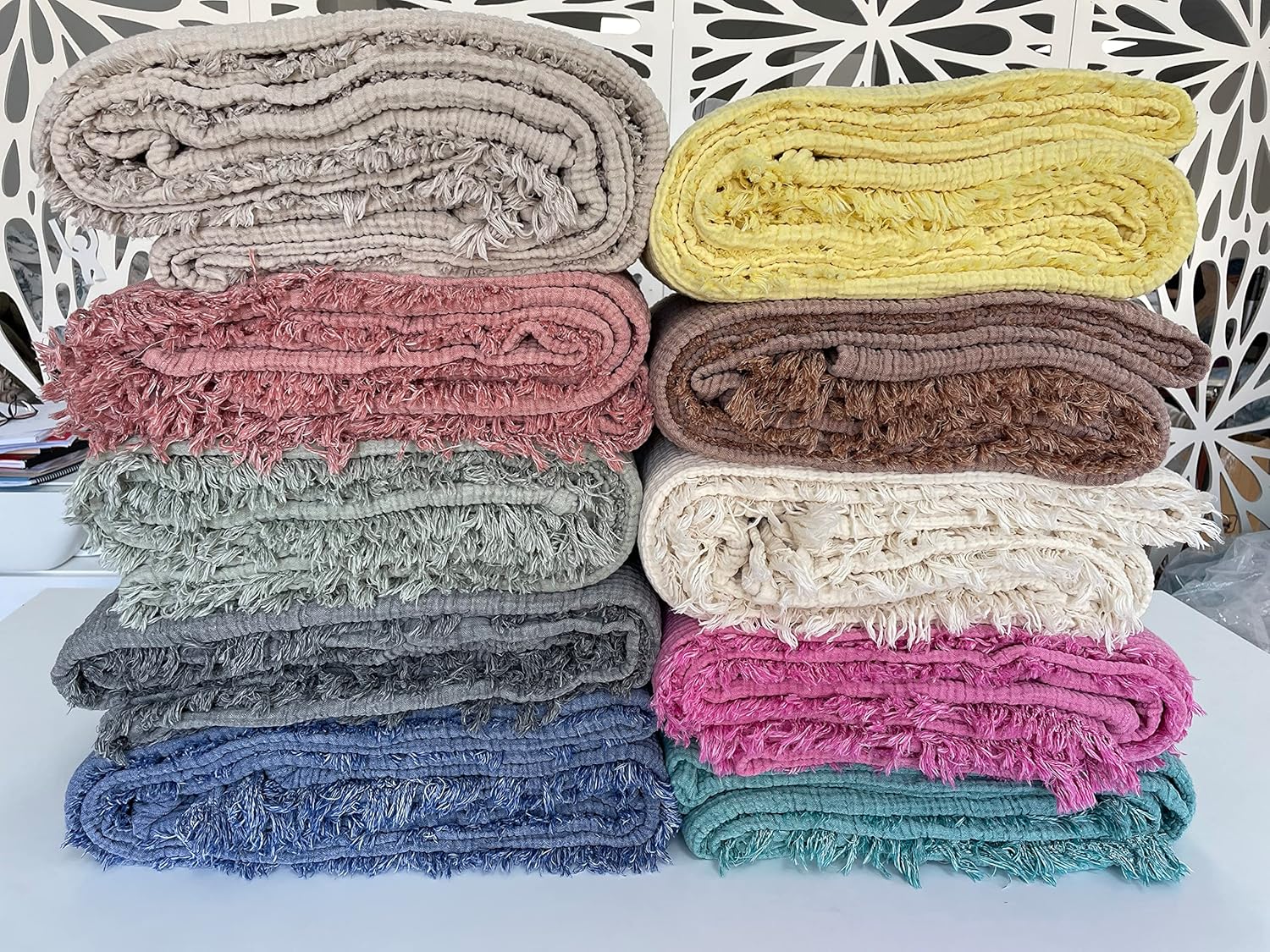 Muslin Blanket 100% Cotton, 4 Layers Bedspread, Soft Turkish Cotton Muslin Bed Cover, Reversible Coverlet, Brown (King Size 95x102-230x260cm)