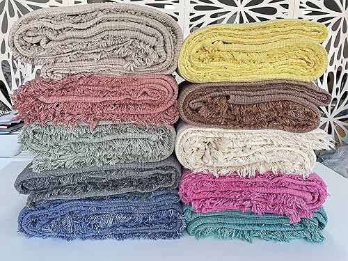 Miniatura 8 de Manta de muselina 100% algodón, colcha de 4 capas, suave muselina de algodón turco, colcha reversible, beige (tamaño King 95 x 102  90.6 x 102.4 in)