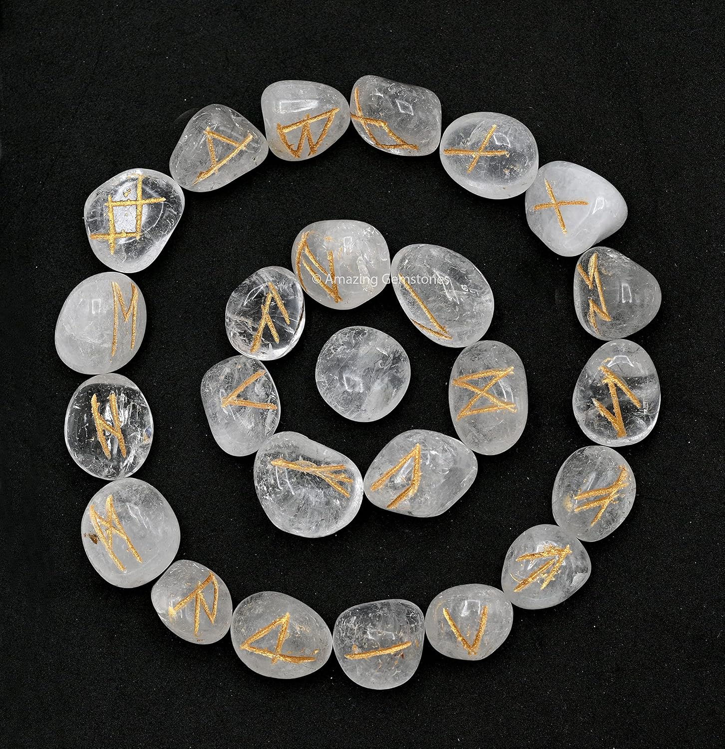 Amazon.com: Amazing Gemstone Clear Quartz Crystal Runes Set of 25 ...