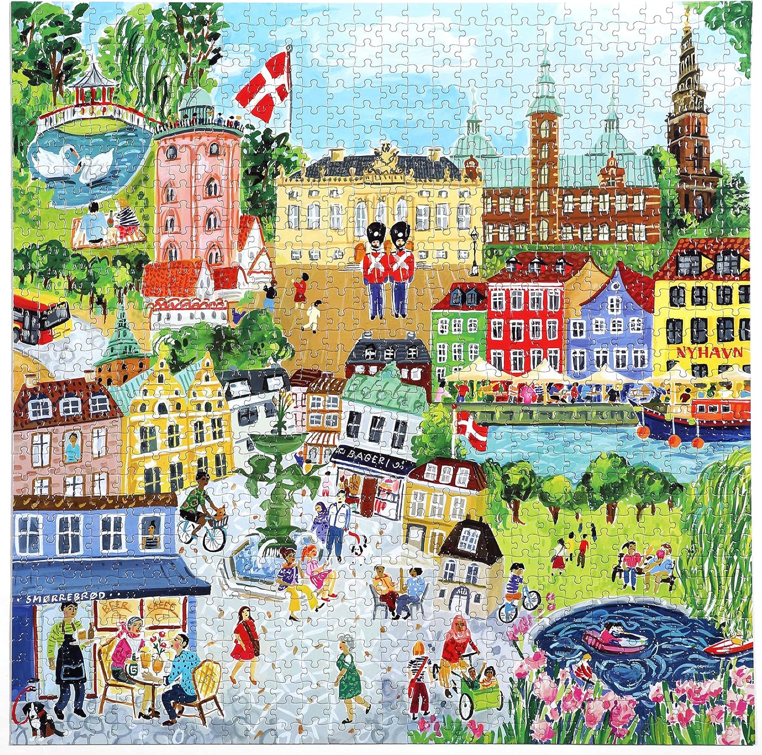 eeBoo 1000 Piece Puzzle - Copenhagen Jigsaw Puzzle for Adults, Square 23" x 23" Made with Recycled Board & Vegetable-Based Ink