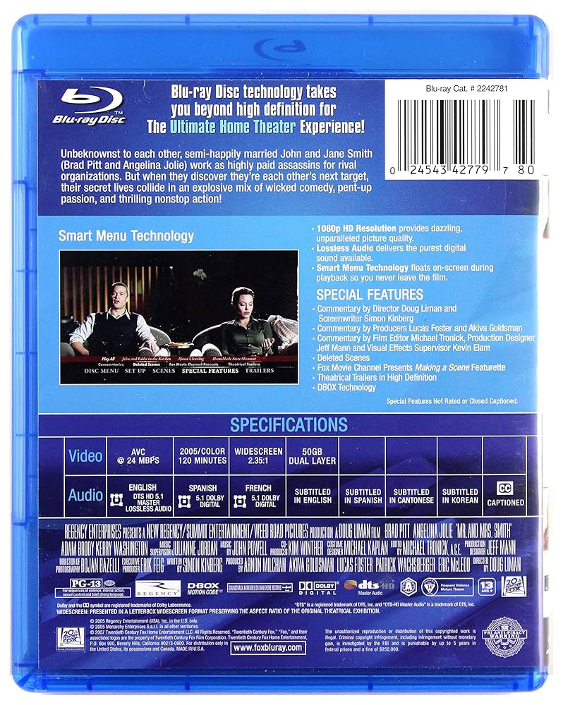 Mr.&Mrs.スミス('05米)Blu-ray Amazon.co.jp | Mr. & Mrs. Smith [Blu-ray] DVD・ブルーレイ