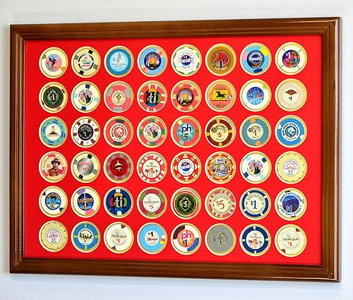 Miniatura 14 de Tenedor de la vitrina del marco de la moneda de la viruta del póker del casino 48 con el inserto coloreado negro