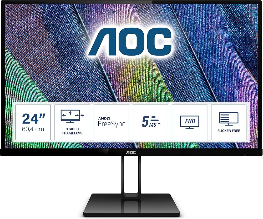 AOC Value-line 24V2Q 23.8" Full HD LED Flat Computer Monitor - View 1