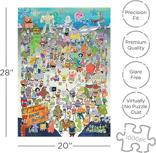 Miniatura 2 de AQUARIUS Rompecabezas de Bob Esponja rompecabezas de 1000 piezas mercancía y coleccionables con licencia oficial de Bob Esponja sin deslumbramiento