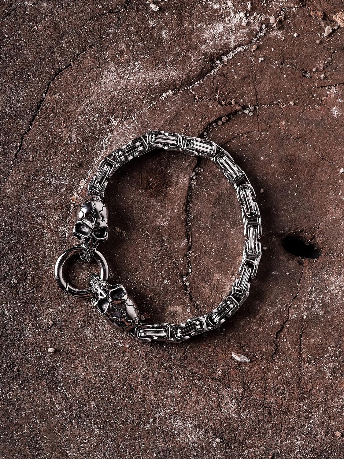 HAQUIL Skull Bracelet, Stainless Steel Byzantine King Chain Skull Linked Bracelet, Skull Jewelry Gift for Men - Image 5