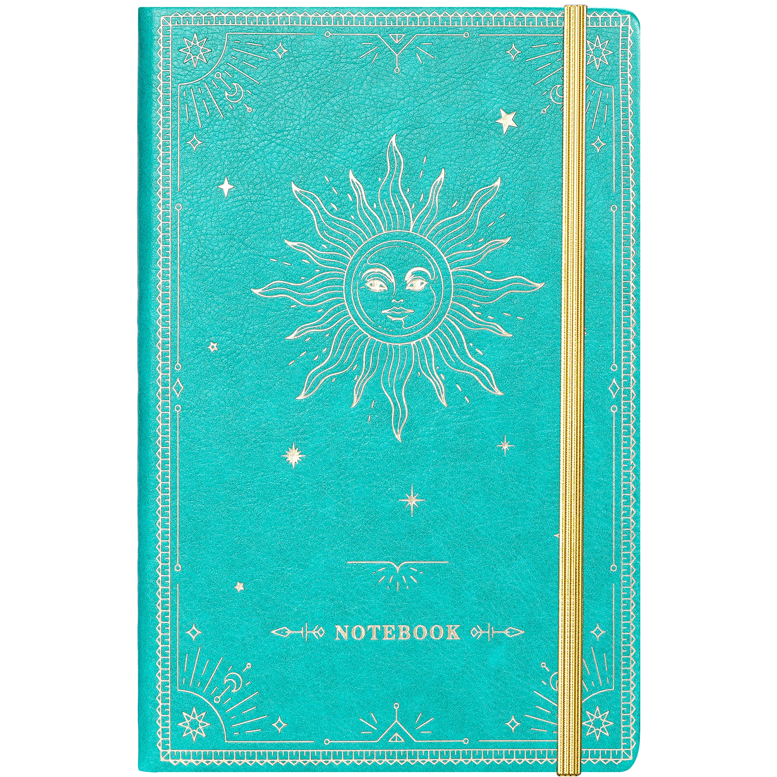 Artfan Ruled Notebook/Journal – Premium Thick Paper Faux Leather Classic Writing Notebook with Pocket + Page Dividers Gifts, Banded, Large, 144 Pages, Hard Cover, Lined (5.8 x 8.4) (Turquoise)