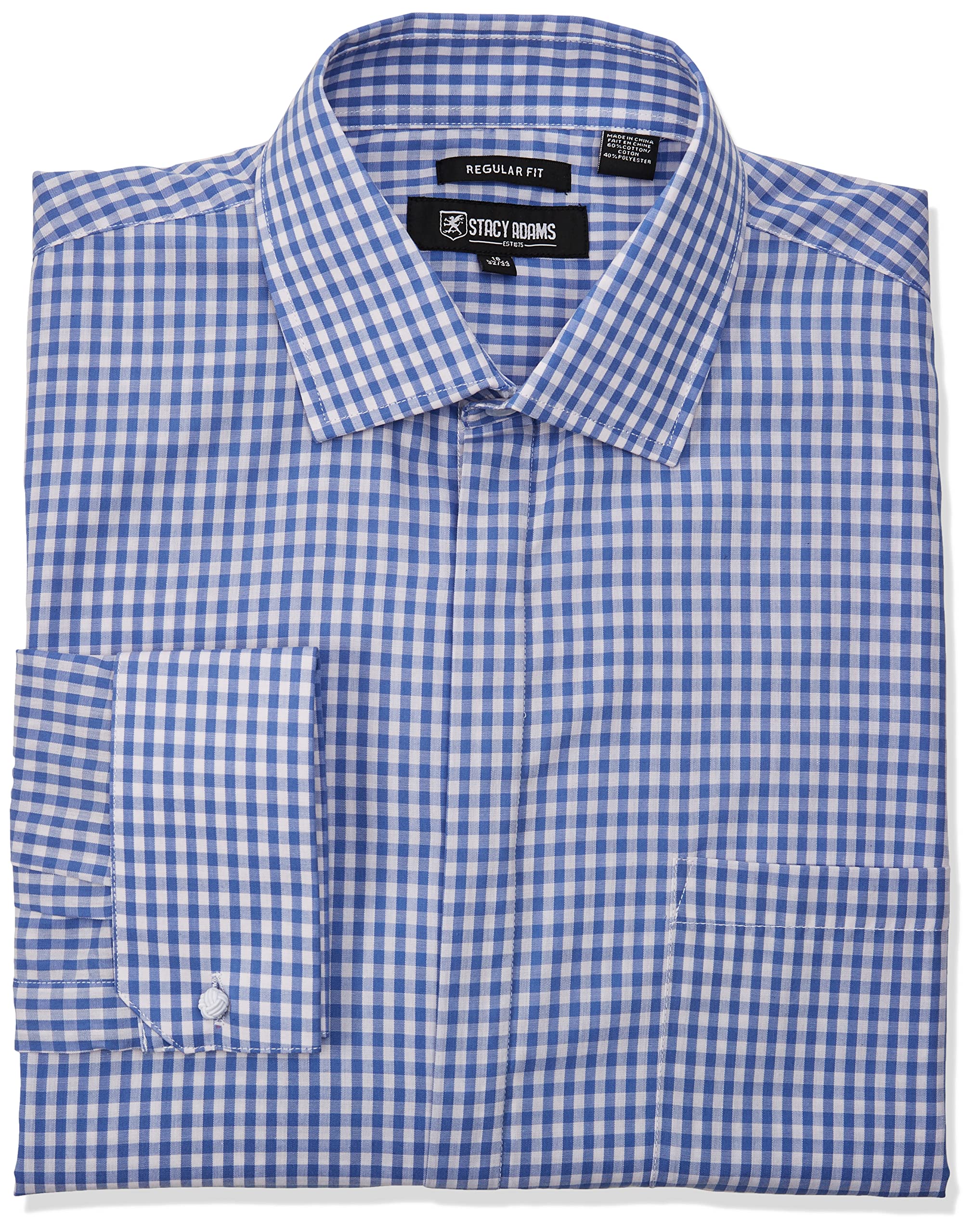 STACY ADAMS Men's Big and Tall Gingham Check Dress Shirt