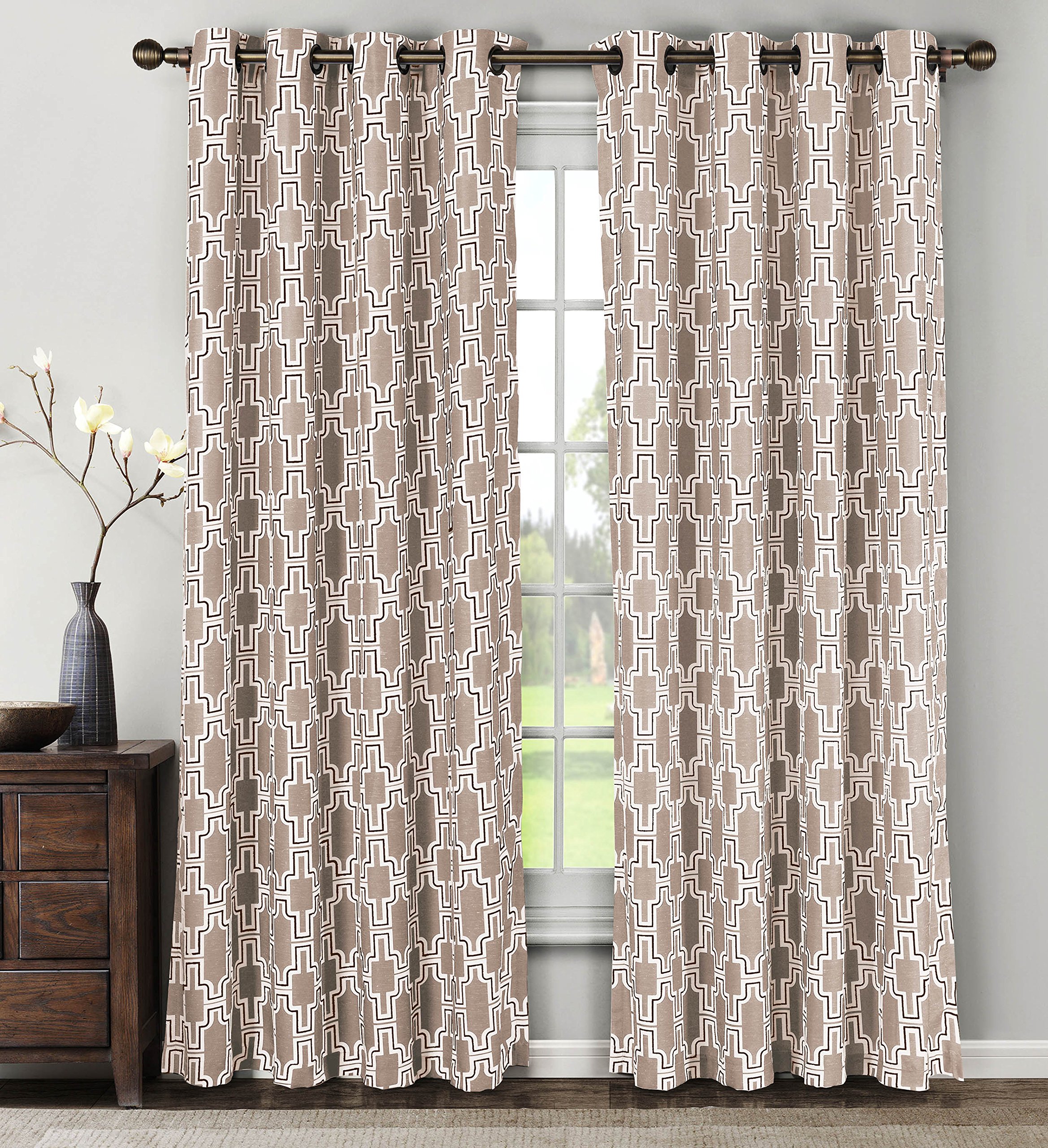 Window Elements Wesley Linen Blend Extra Wide 108 x 84 in. Grommet Curtain Panel Pair, Taupe