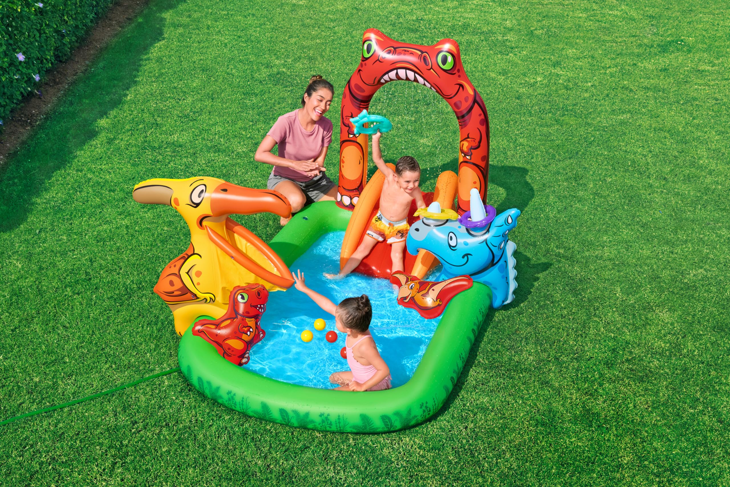 Bestway 53160 Playcenter gonfiabile Jurassic Splash con piscinetta, 2 anni+