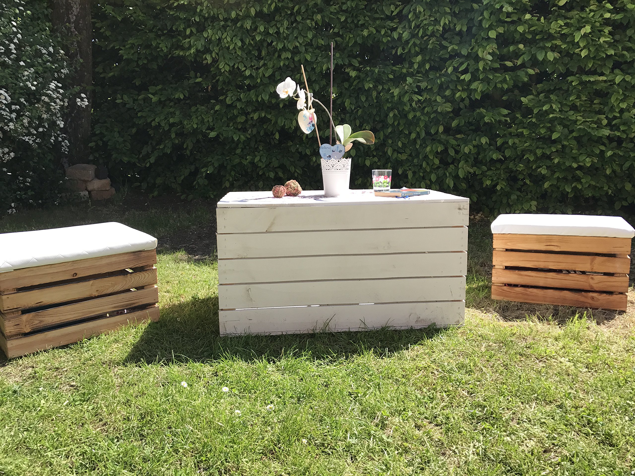 Große Holztruhe 80er mit Deckel 80x50x39cm Hochzeit Schatztruhe Spielzeugkiste Garten Truhe Bank Stauraum Sitztruhe Sitzbank Aufbewahrungstruhe mit großer Kapazität Flur, Schlafzimmer, Wohnzimmer