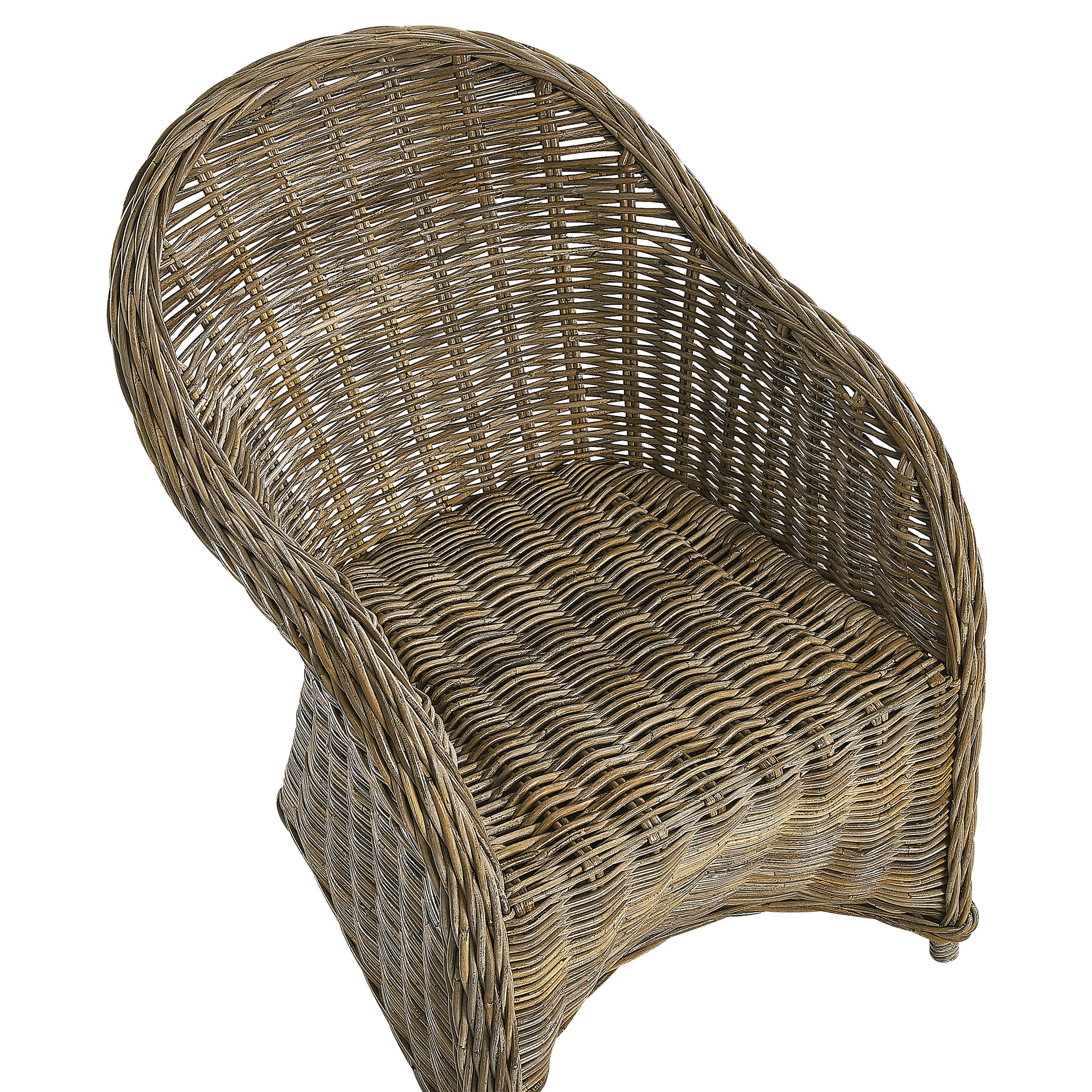 Set poltrone da giardino in rattan naturale con cuscini in cotone bianco
