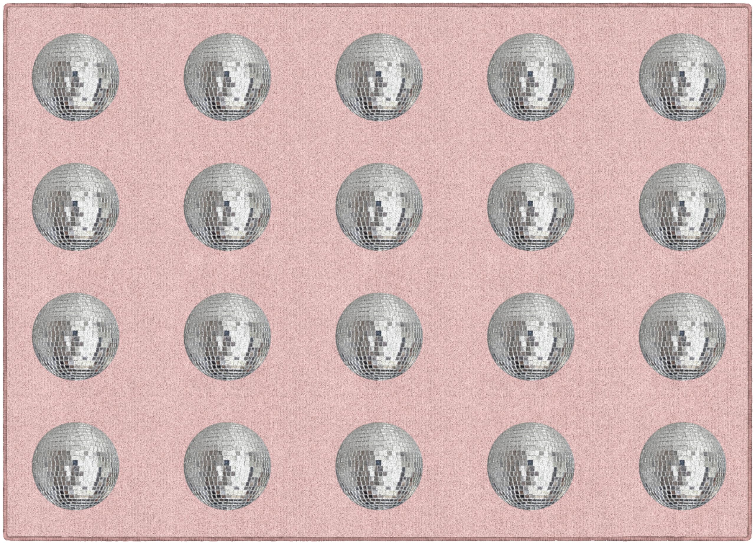 Flagship Carpets Schoolgirl Style Blush Disco Ball Criss-Cross Applesauce Educational Area Rug for Kids Room, Children's Classroom, Play Carpet for Teaching and Playroom, 5' x 7'6