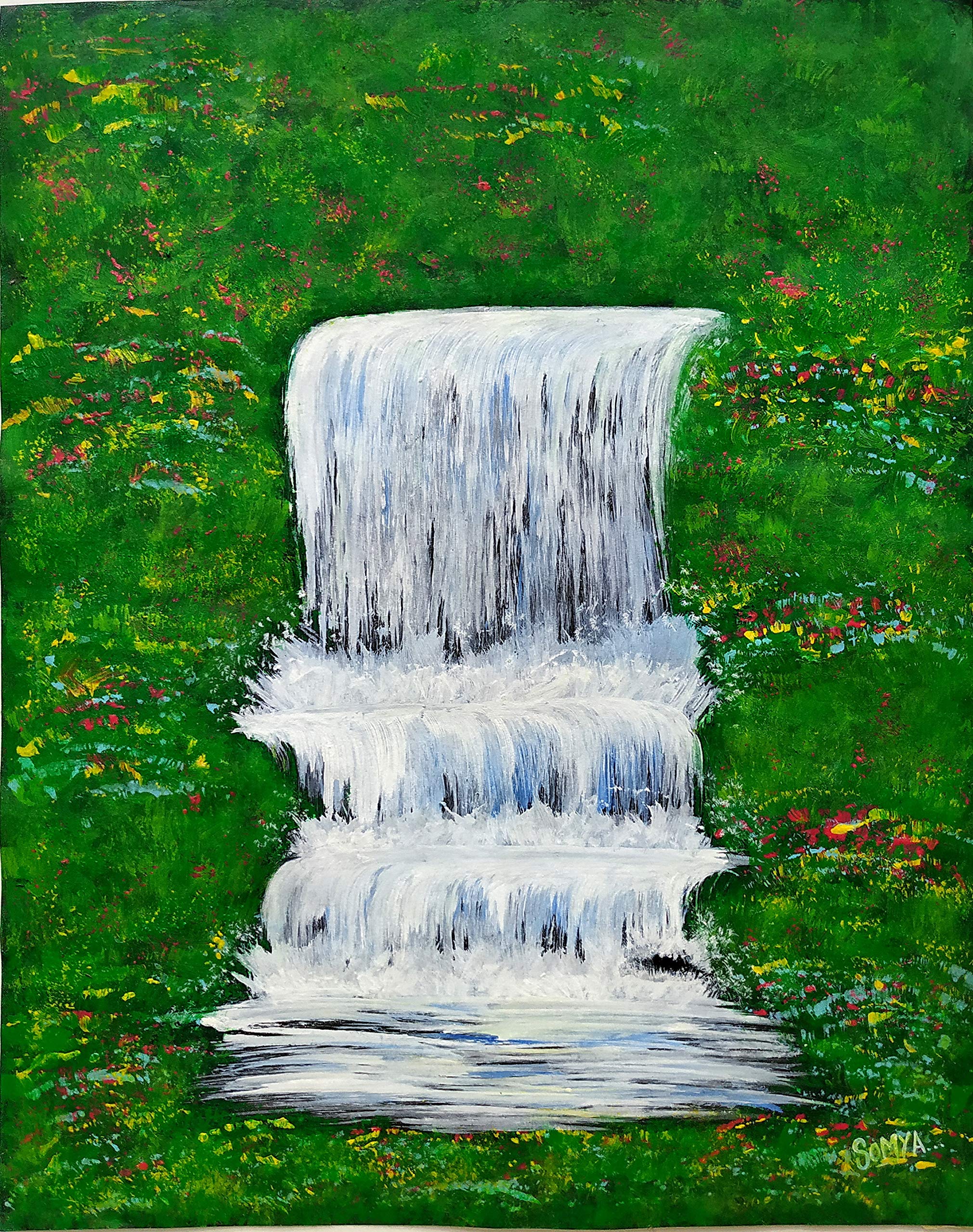 Cosmic Eye Waterfall Painting - Abstract- Vastu Painting - Original Handpainted Vastu Shastra- Waterfall - Vastu office painting