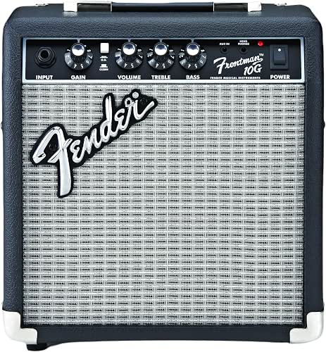 Fender Frontman 10G Electric Guitar Amplifier, 10-Watt Amp, Black/Silver