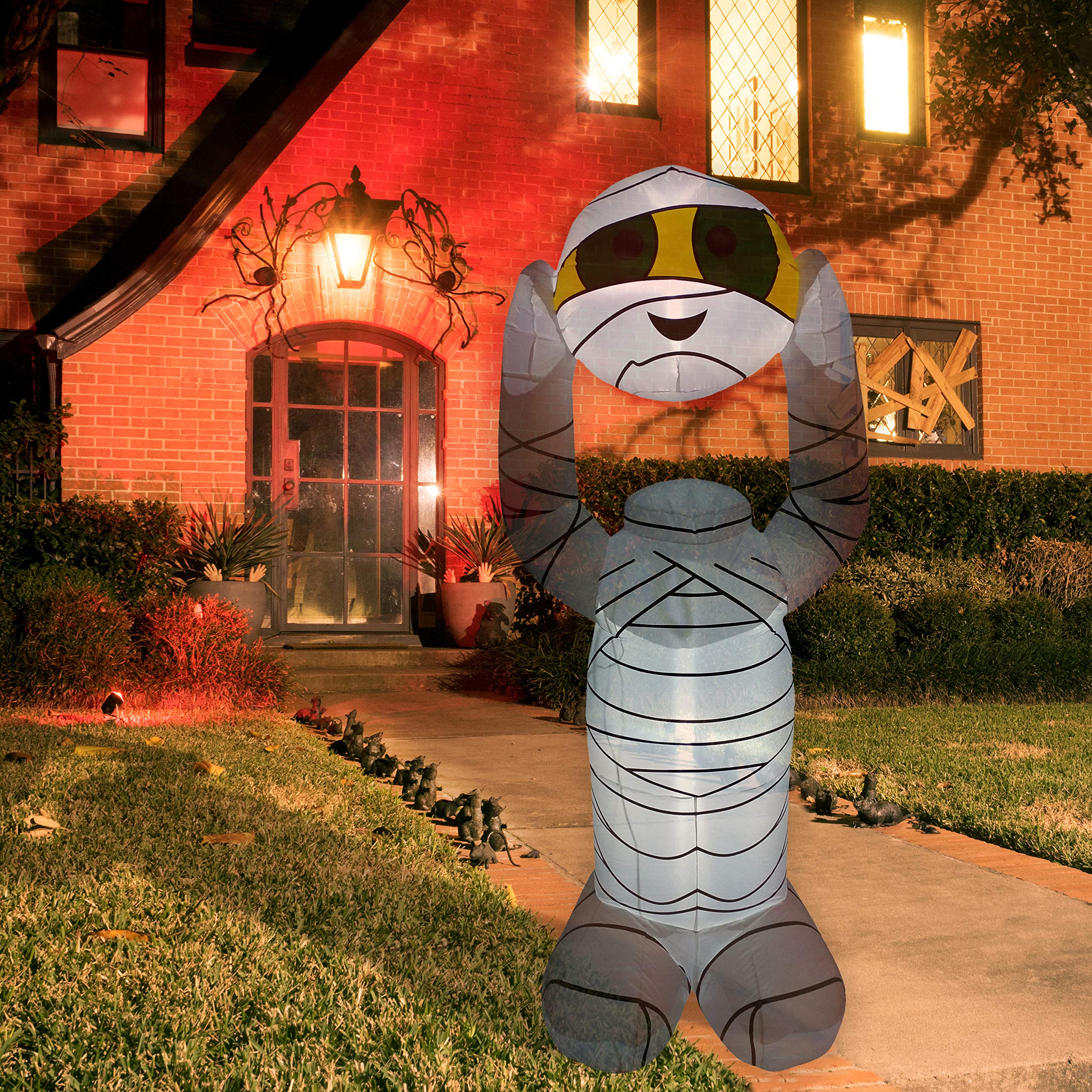 Haunted Hill Farm6.5-Ft. Headless Mummy with Motion and Lights Blow Up Inflatable, Halloween Decoration for Lawn, Blower, Ropes, and Stakes Included, Fun and Spooky Inflatable Yard Decor