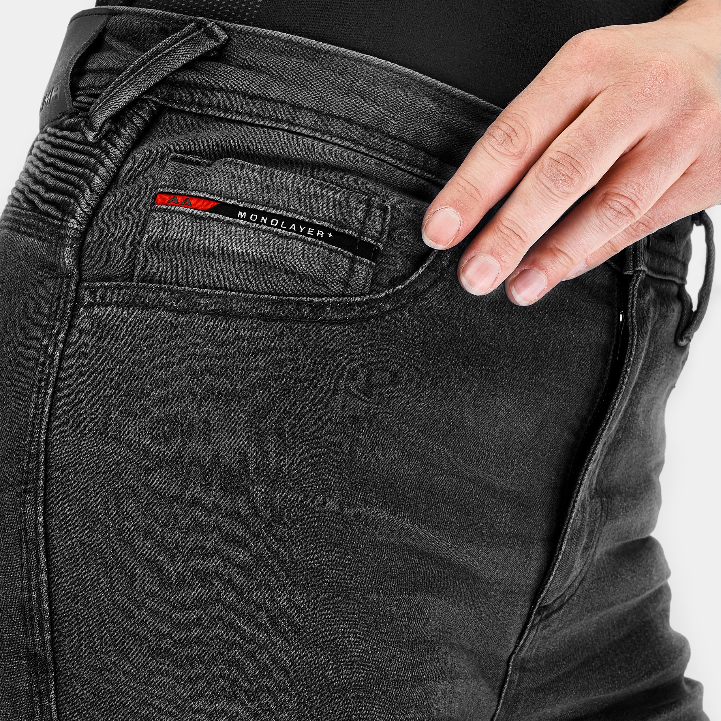 SHIMA Zenith Motorrad Jeans Damen mit Protektoren GFLEXX Knieprotektoren Motorradhose Kurzgrößen Hosen für die Frau Protektorenhose Textilhose Urban Stretch Jeanshose Lang (Frauen, Schwarz, 30/30)