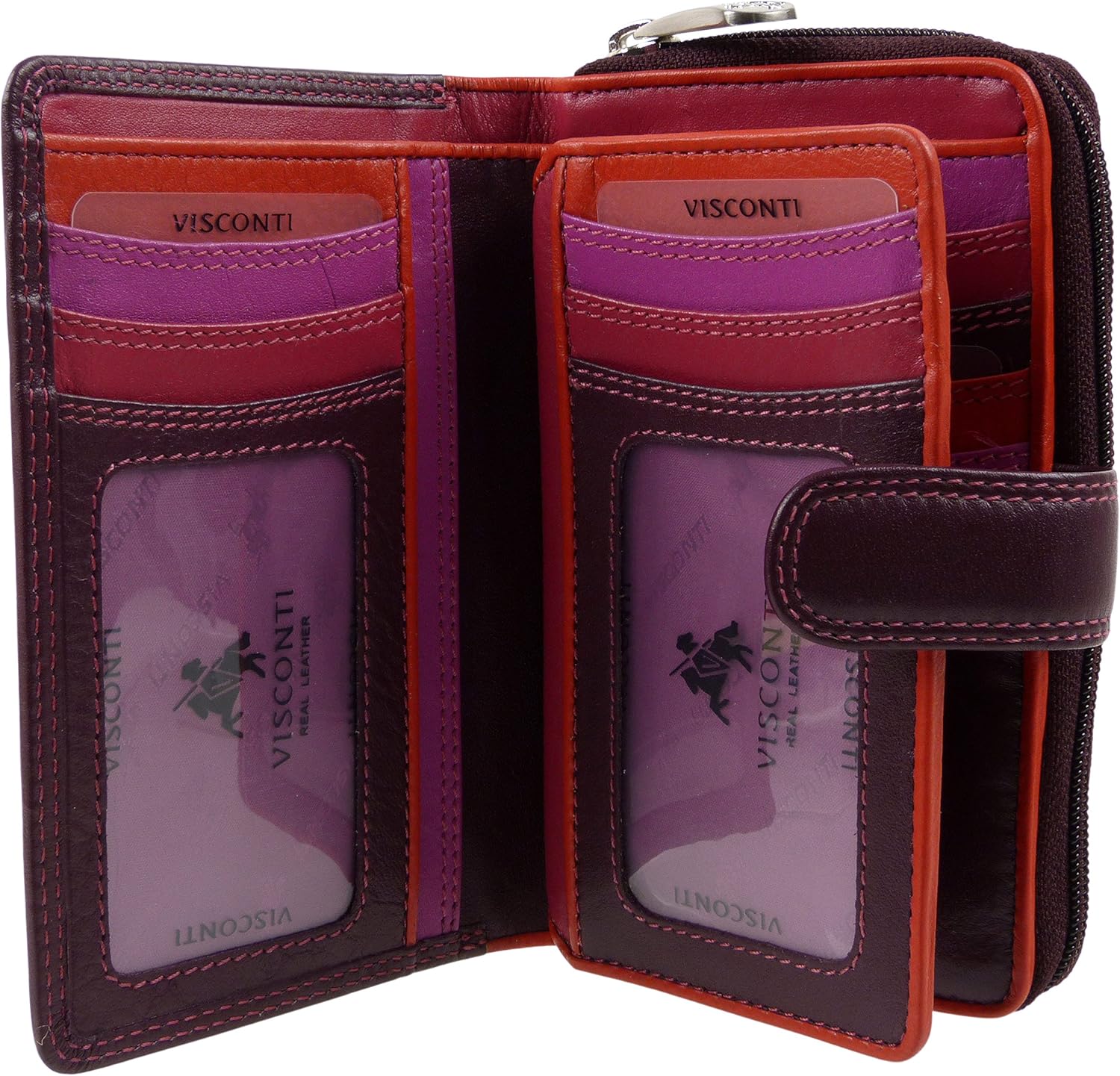 Visconti. Women's Visconti Soft Leather Purse Wallet Rio Collection Plum Boxed Onesize Plum/Fuschia