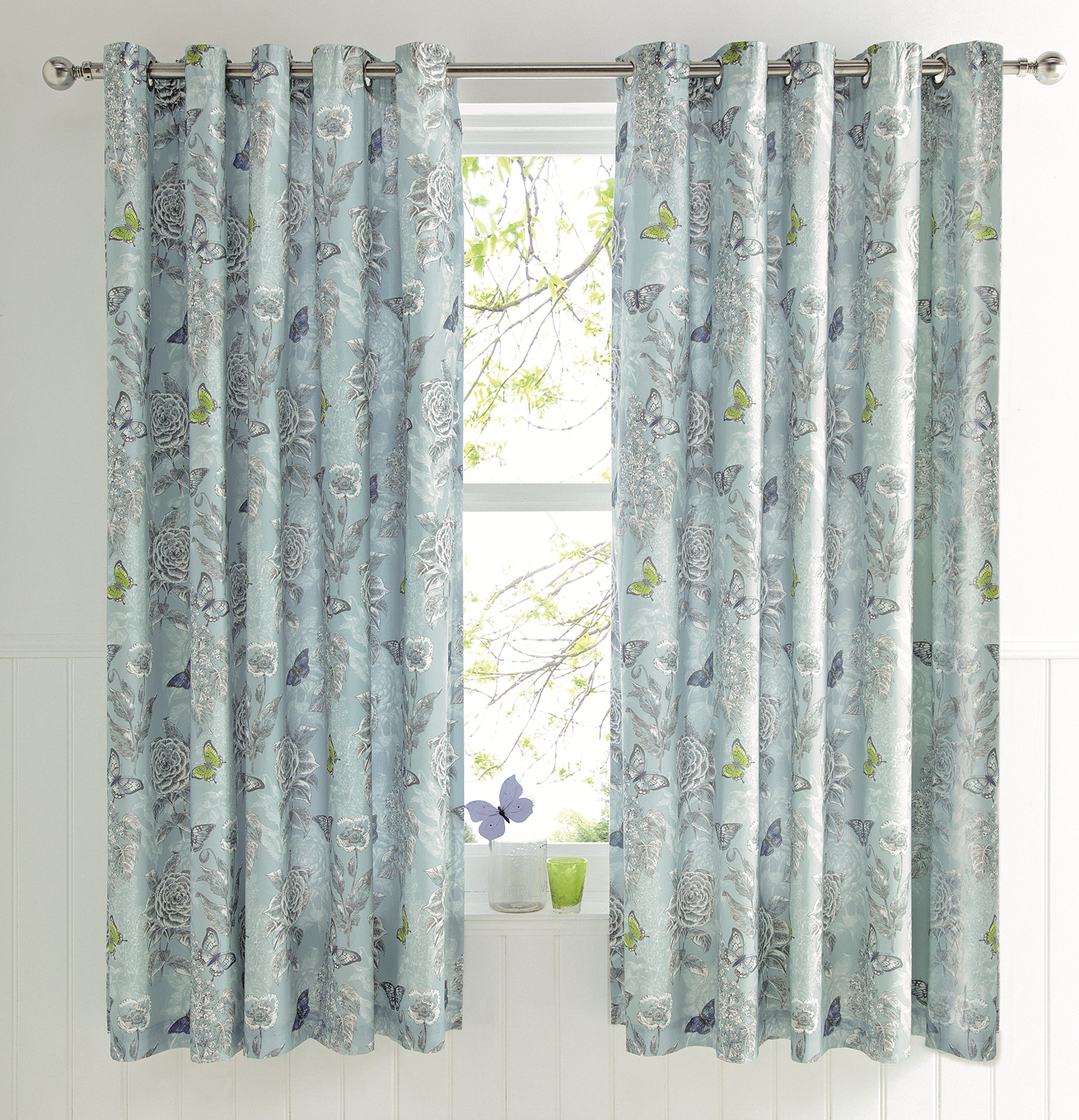 Dreams & Drapes Duck Egg Aviana - Lined Eyelet Curtains - 66 X 72" (168 X 183Cm),
