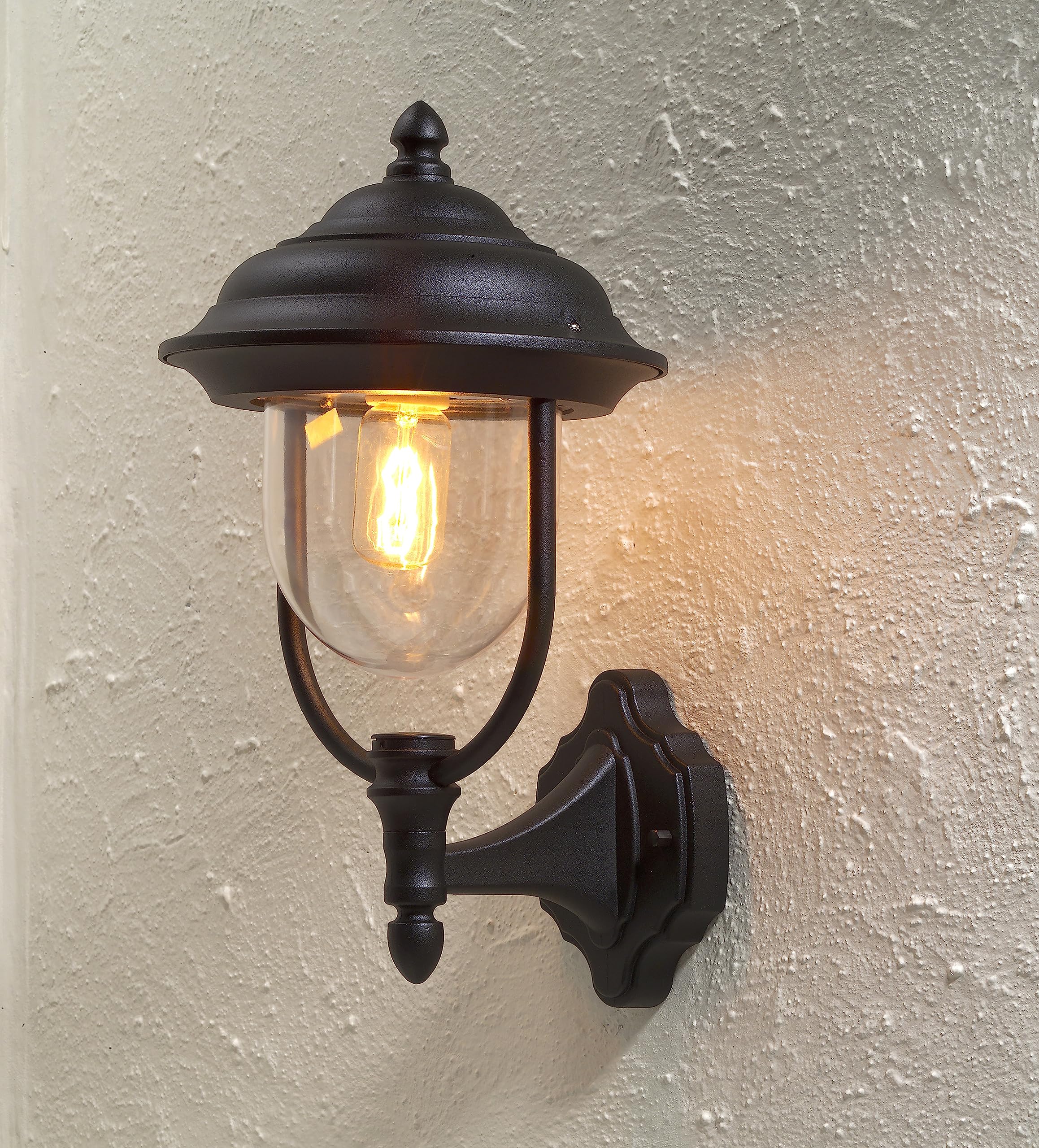 Konstsmide Parma Wandleuchte B: 24 cm T: 26 cm H: 43 cm, 1 x 75 W, IP43 lackiertes Aluminium, schwarz 7223-750